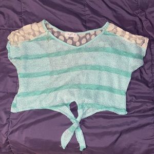Love J Green/Blue Striped Crop Top Size Small